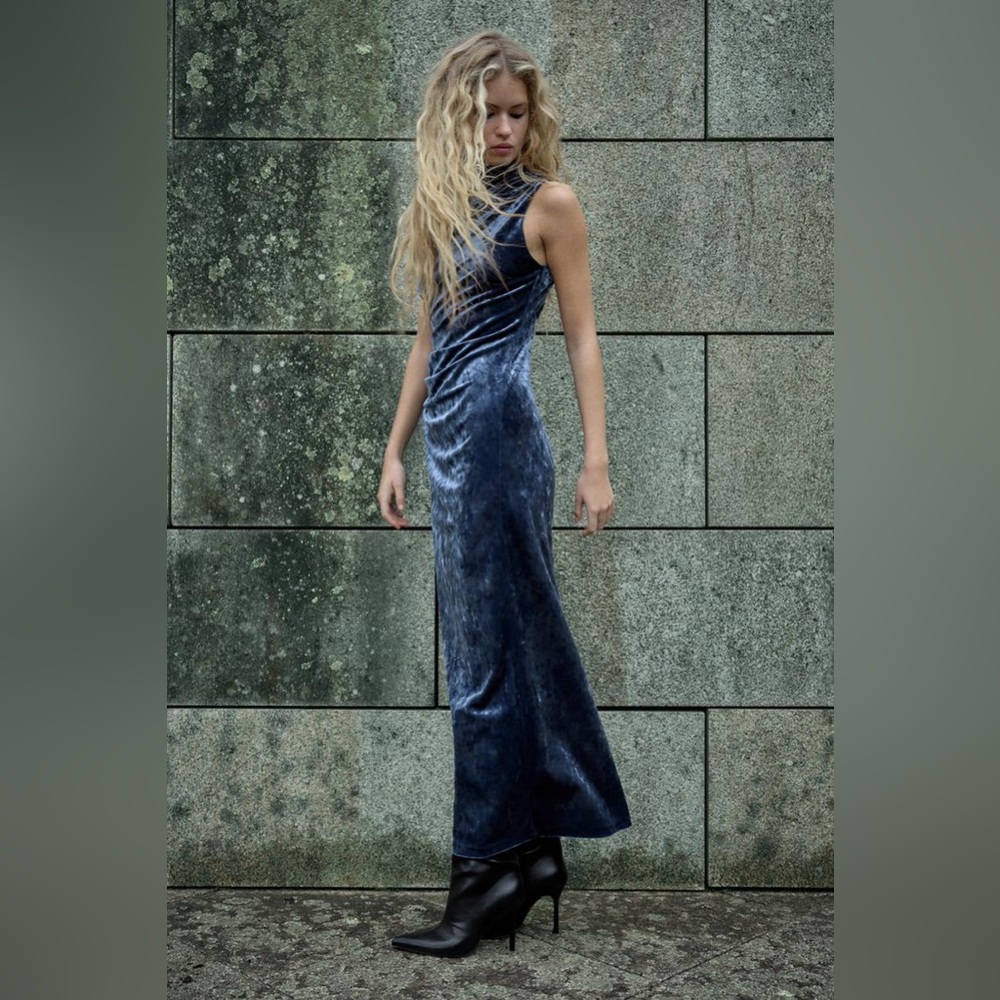 Draped Velvet Midi Dress